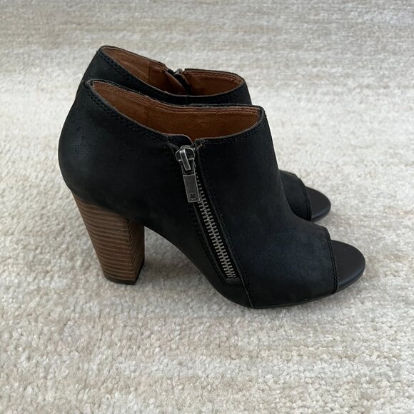 Lucky Brand Leather Peep Toe Ankle Boots Heels Shoes 6 - Picture 4 of 11